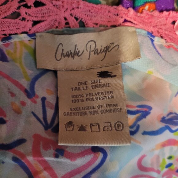 Charlie Paige Sheer Cover Up Kimono Cape Sheer Colorful One Size - Picture 3 of 3